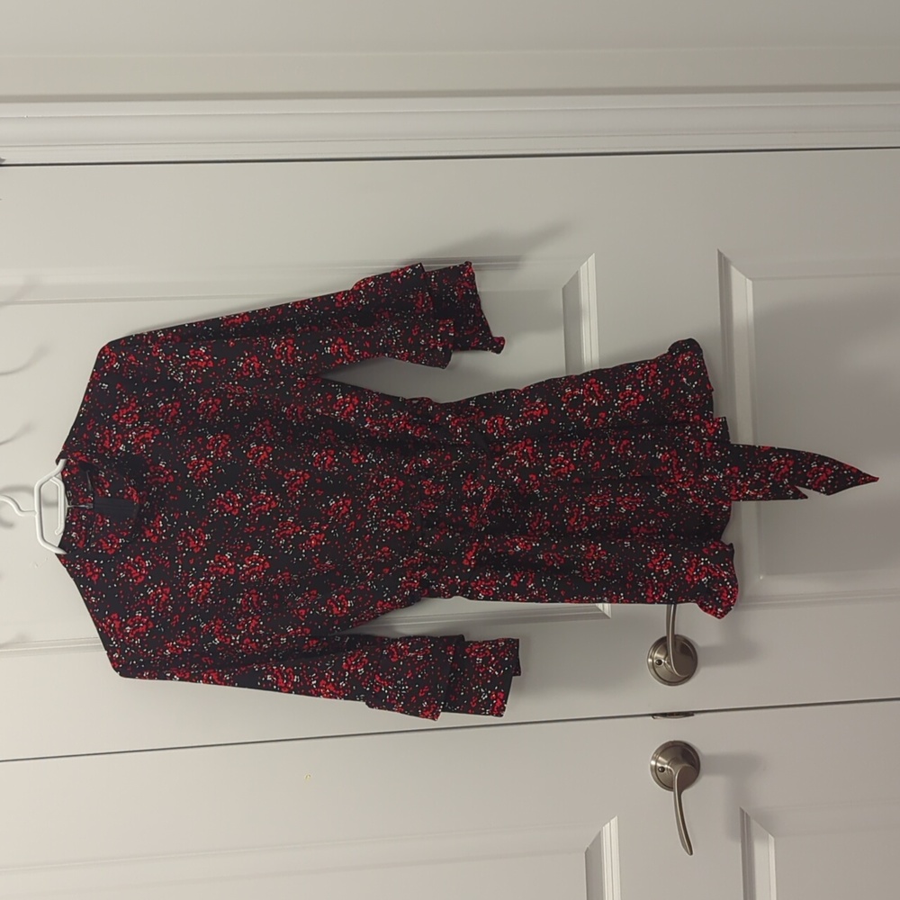 Dynamite Black and Red Floral Jumpsuit